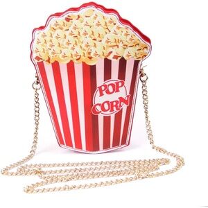 Novelty Popcorn Crossbody Bag with Gold Chain